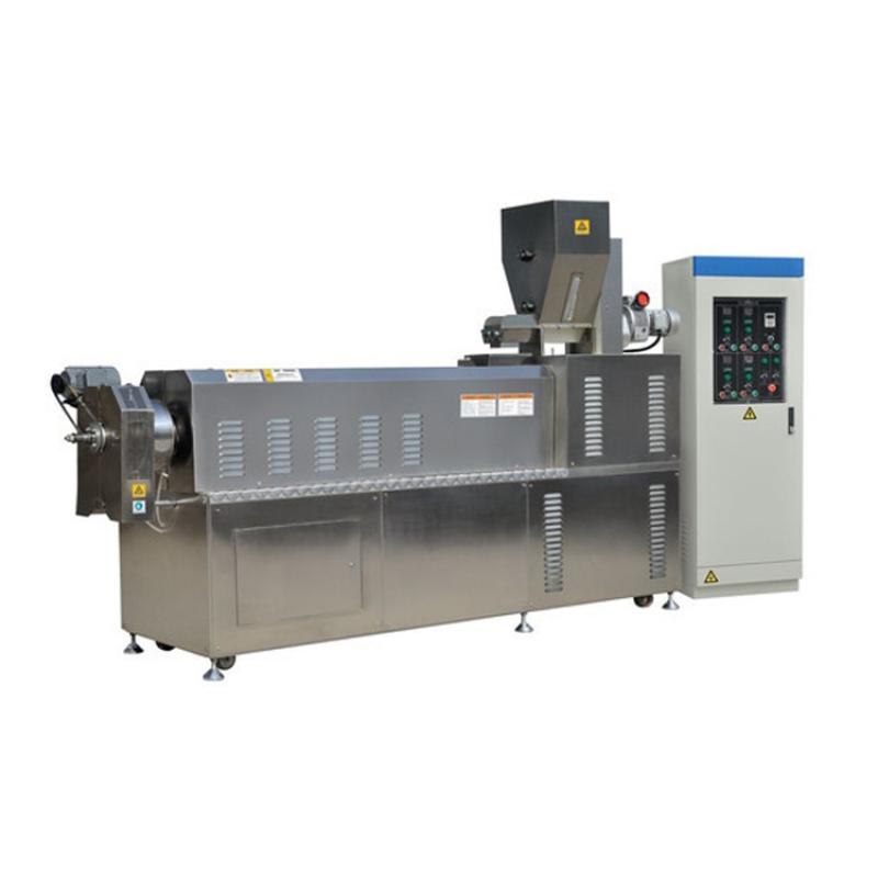 Twin screw extruder to produce dog feed food.